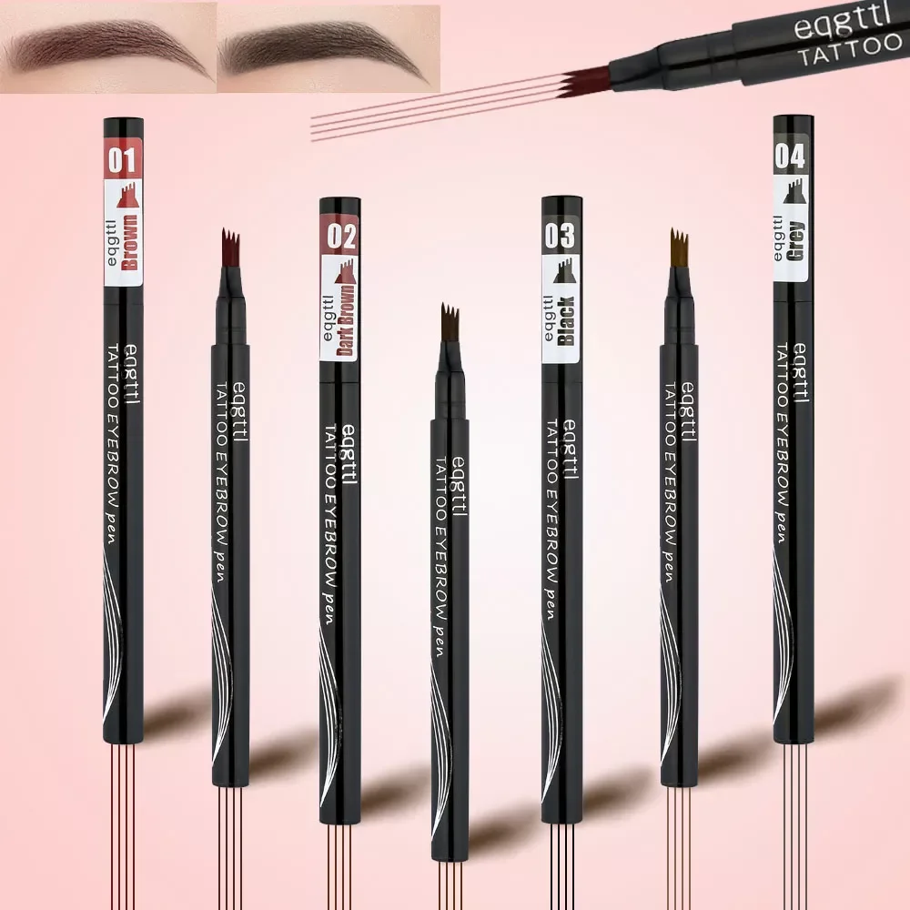 

LEKOFO Flower 6 Colors Microblading Eyebrow Tattoo Pen 4 Forks 3D Tint Natural Long Lasting Waterproof Brown Tip Eye brow Pencil