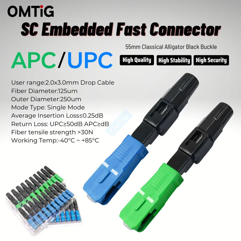 50/100/200PCS SC APC FTTH Fiber Optic Quick Connector SC UPC Fiber Optic Single-mode Fast Connector Lowest Price Free Shipping