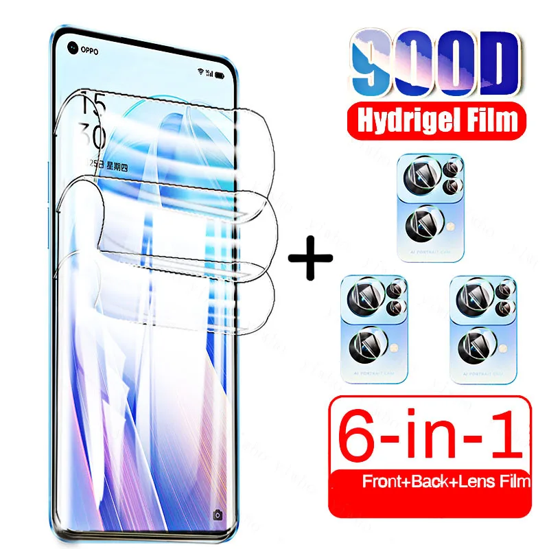 

6 в 1 Гидрогелевая мягкая пленка с полным покрытием, защита для Oppo Reno7 Pro SE 5G, Защитная пленка для экрана на Reno6 Z 6Pro 7pro