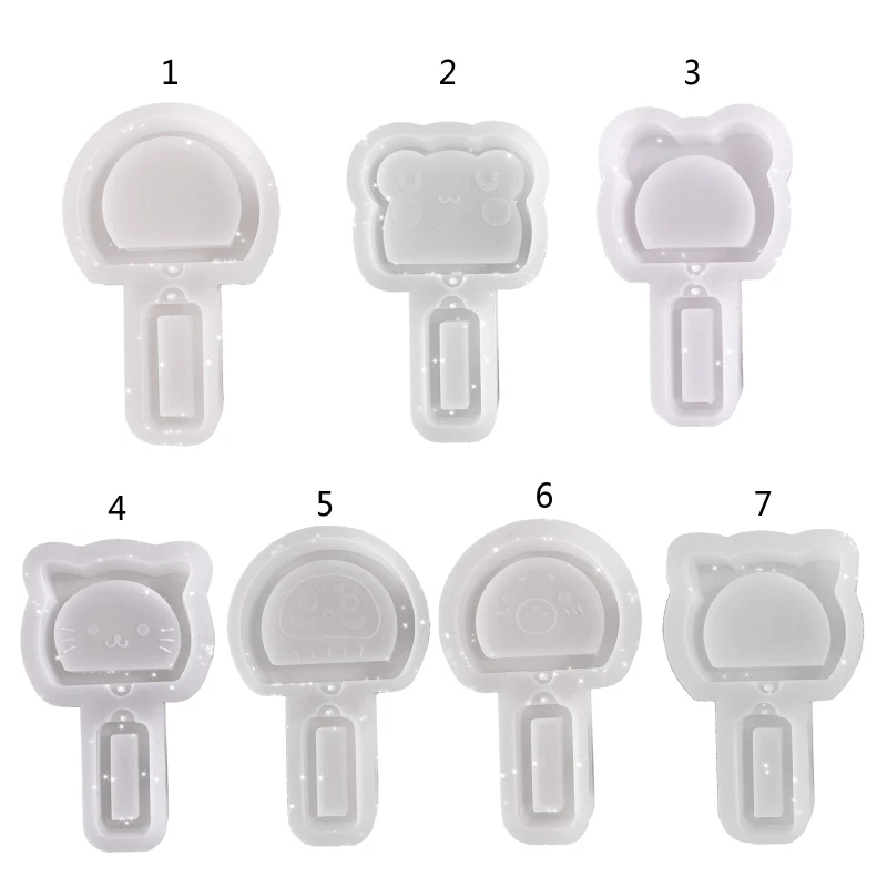 

DIY Wind Chime Epoxy Quicksand Mold Cute Cat Frog Bear Circle Shape Keychain Pendant Silicone Mould Bag Charms Casting Tool
