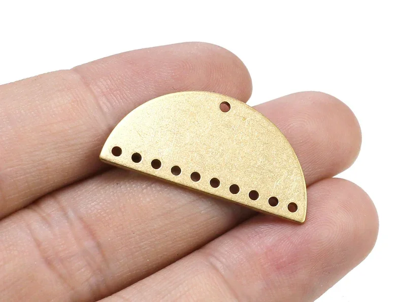 

10pcs Half Round Connector, Brass Charms, Earring Accessories, 30x15mm, Semi Circle Brass Jewelry Supplies - R2187