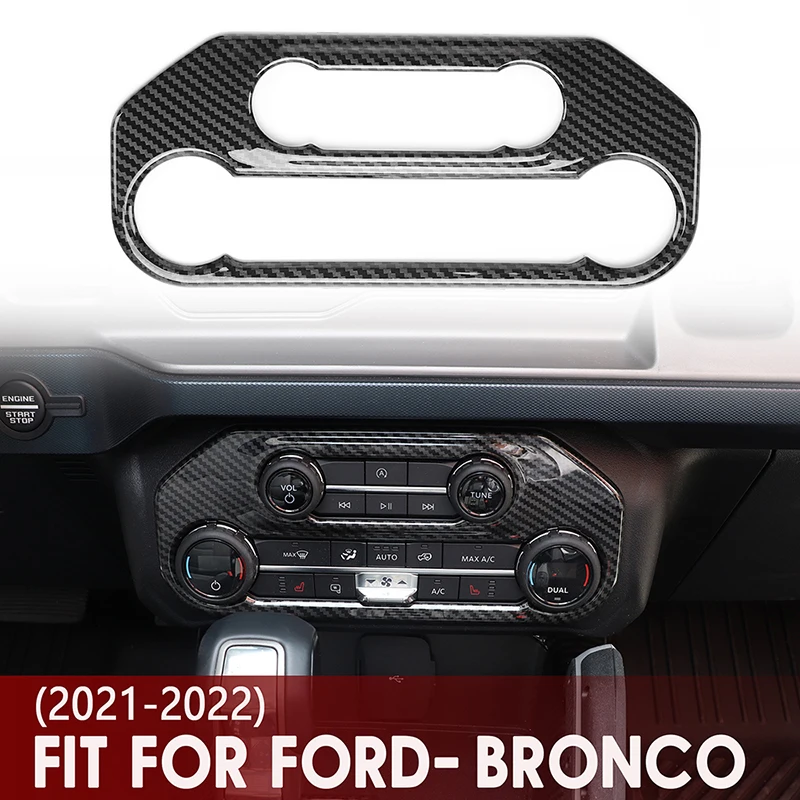

Bracingo Center Console Air Panel Cover Central Trim Sticke Car Interior Decor Parts ABS Carbon Fiber For Ford Bronco 2021-2022
