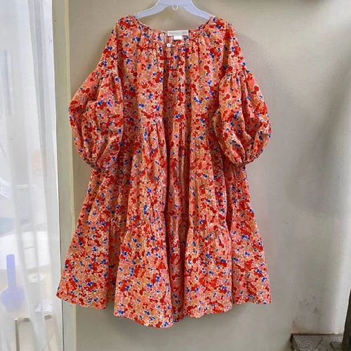 

2022 2022 Summer Dress Loose Print Short Lantern Sleeve Beach Style Korean Vestidos De Mujer Pleated Woman Dresses