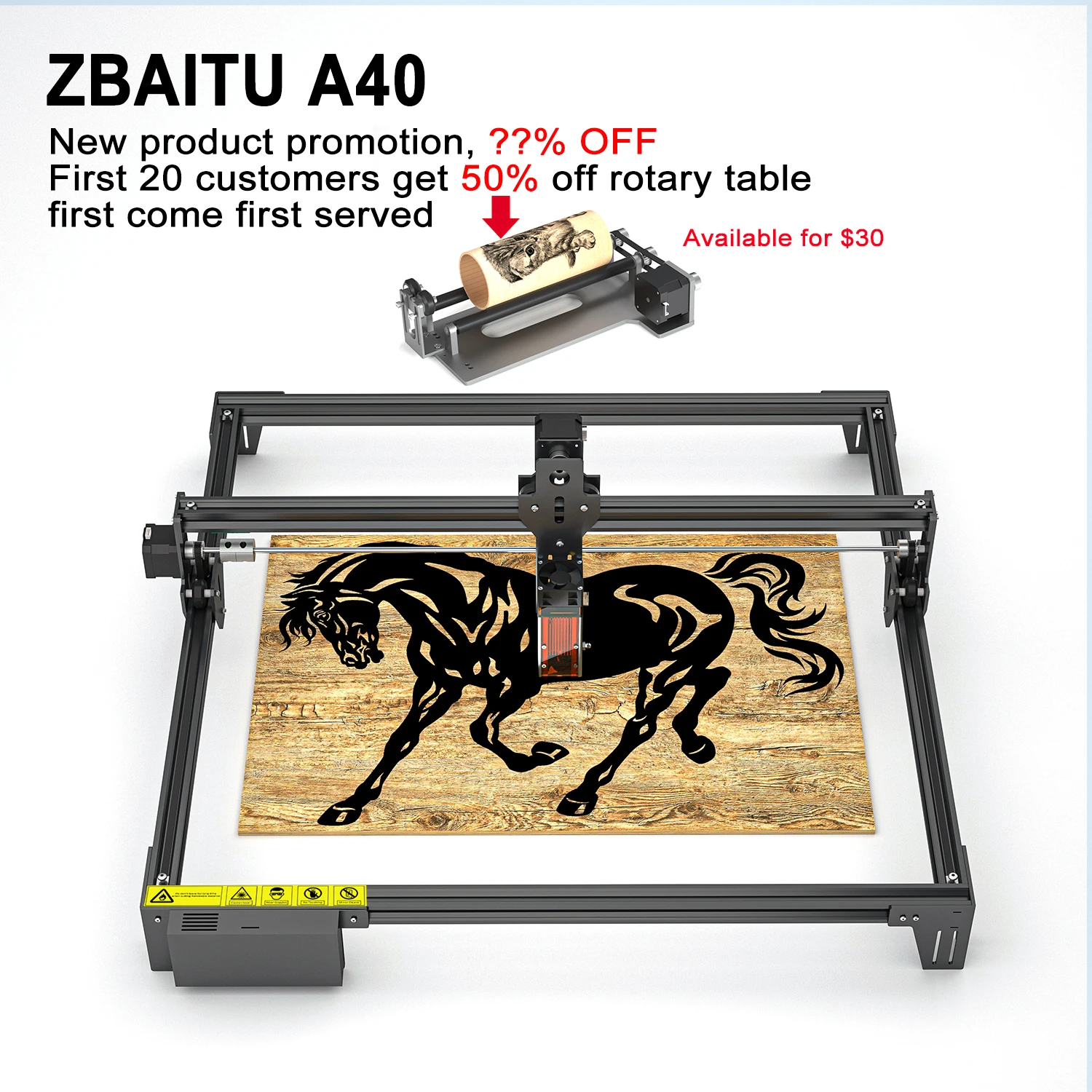 Laser Engraving Machine Engrav Cutter ZBAITU 40x40cm All Metal Structure 40W/80W/100W Air Assisted Laser Head Wood CNC Metal