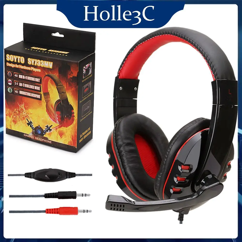 

Volume Control Stereo Headset Wired Earphone Bass Surround With Microphone Game Headset For Play Station 4 Pc Over Ear 3.5mm