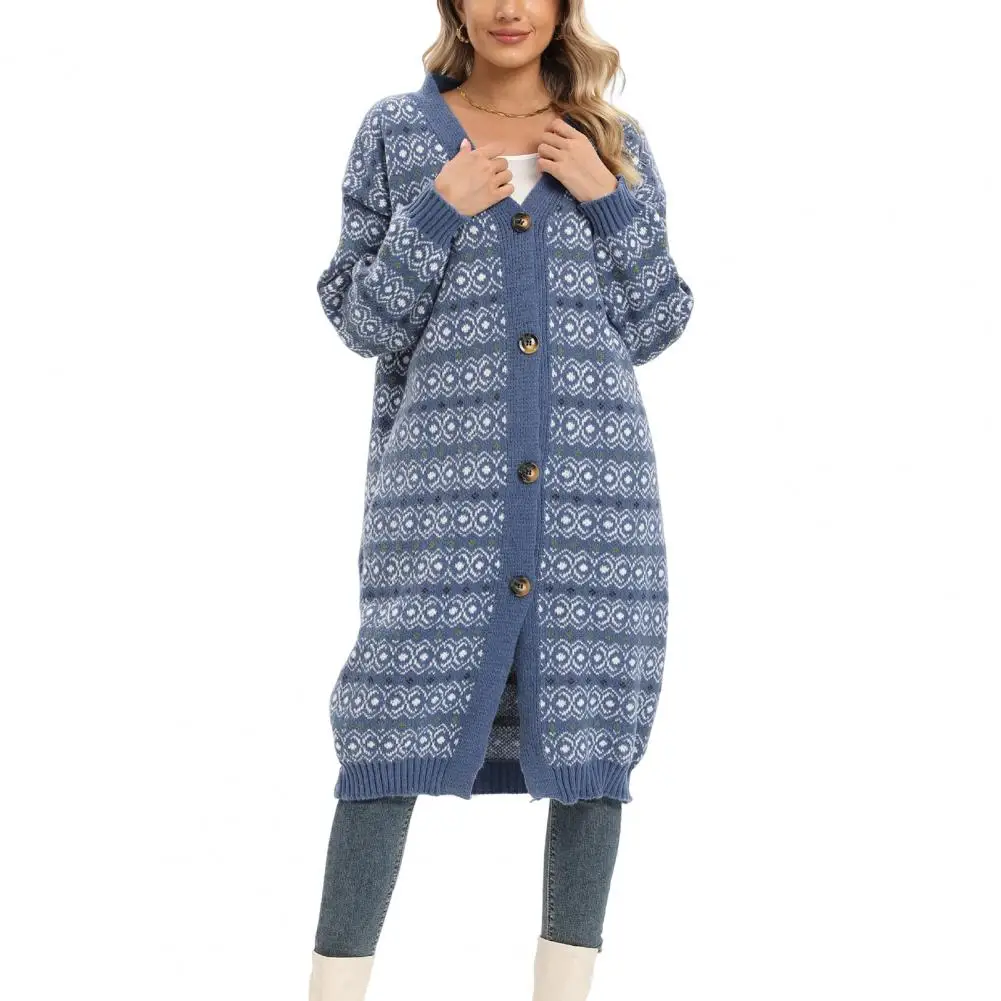 

Женский трикотажный кардиган с V-образным вырезом, длинным рукавом