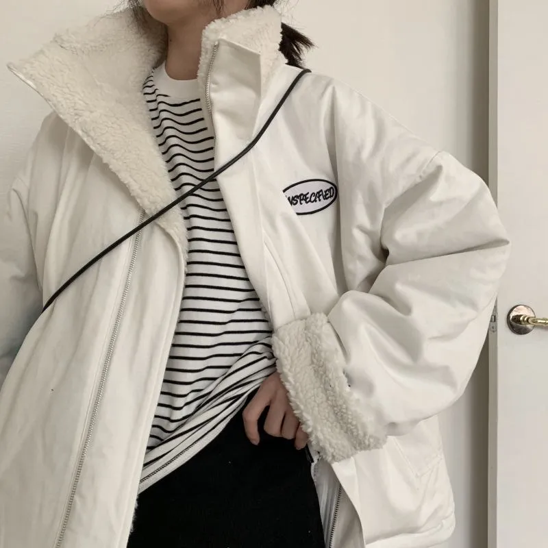 Both sides wear winter lamb velvet jacket women 2020 new retro Hong Kong style tide ins small short cotton jacket tide coat wom