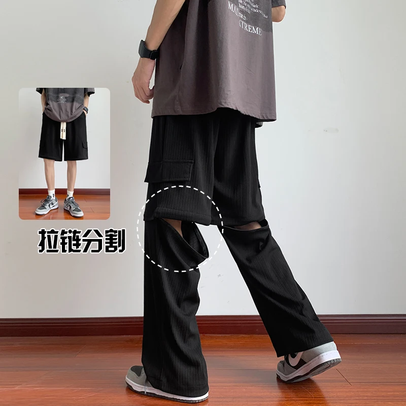 

Летние шелковые регулируемые короткие брюки, спортивные брюки большого размера 5XL, Мужская Уличная одежда, тонкие повседневные брюки, мужск...