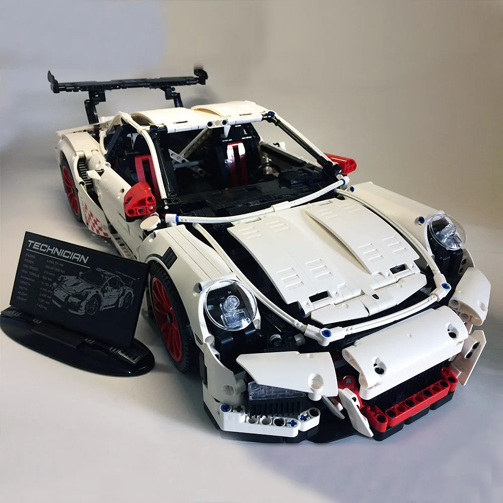 

20001B технический высокий внепечатный белый гоночный автомобиль GT3 RS модель MOC Модульные строительные блоки кирпичи детский игрушечный набор...