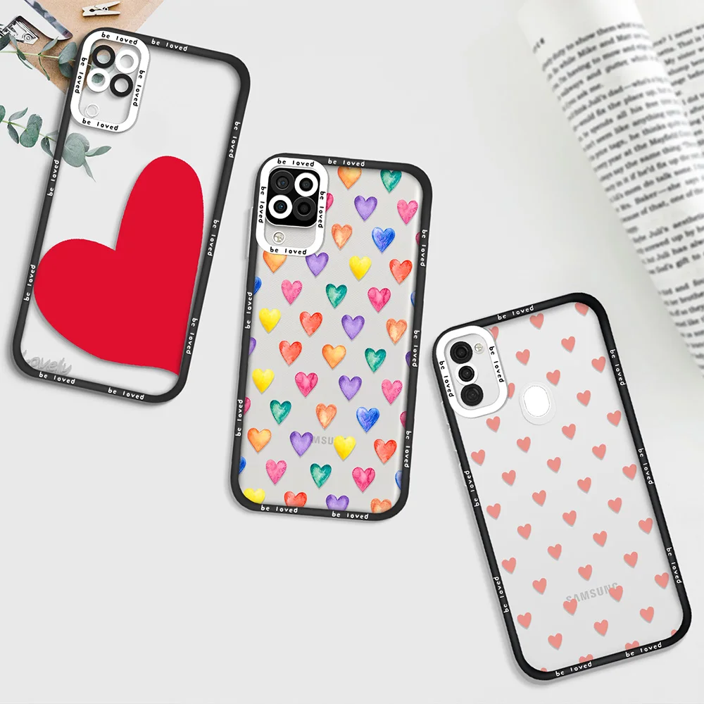 

Love Heart Phone Case for Samsung Galaxy A71 A11 A12 A21S A32 4G A52 A52S A53 5G A72 S22 Plus Ultra Luxury Transparent Fundas