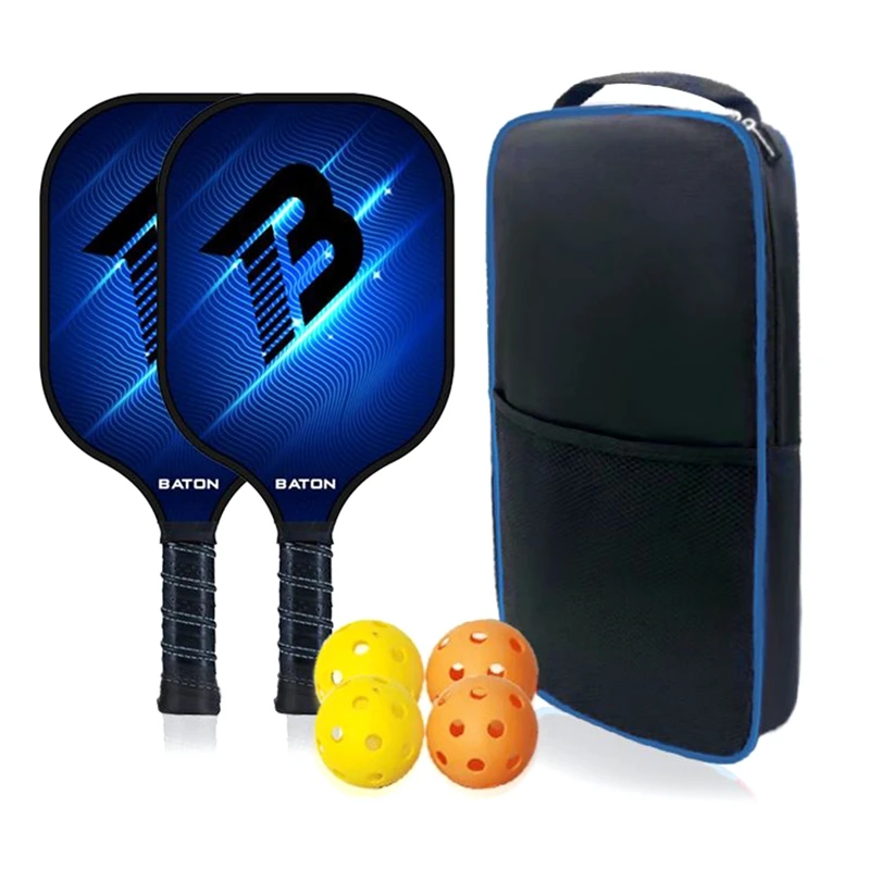 

ELOS-Pickleball Racket Set Carbon Fiber Composition PE Honeycomb Core (2 Pickleball Paddles+4 Balls+1 Cover Bag)
