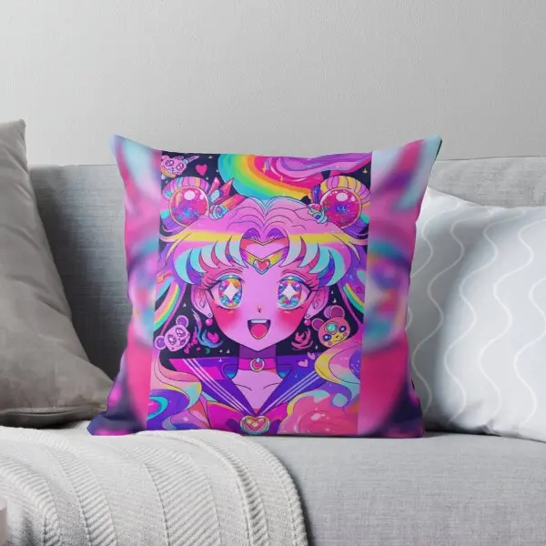 

Psychedelic Magical Girl Printing Throw Pillow Cover Hotel Throw Soft Wedding Square Case Decorative Car Pillows not include