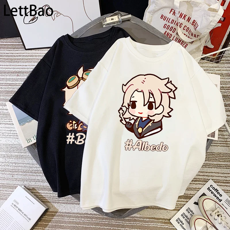 

Anime T-shirts Genshin Impact Game T Shirts Kawaii Cartoon Albedo Bennett Streetwear Game Harajuku Summer Short Sleeve T-shirts