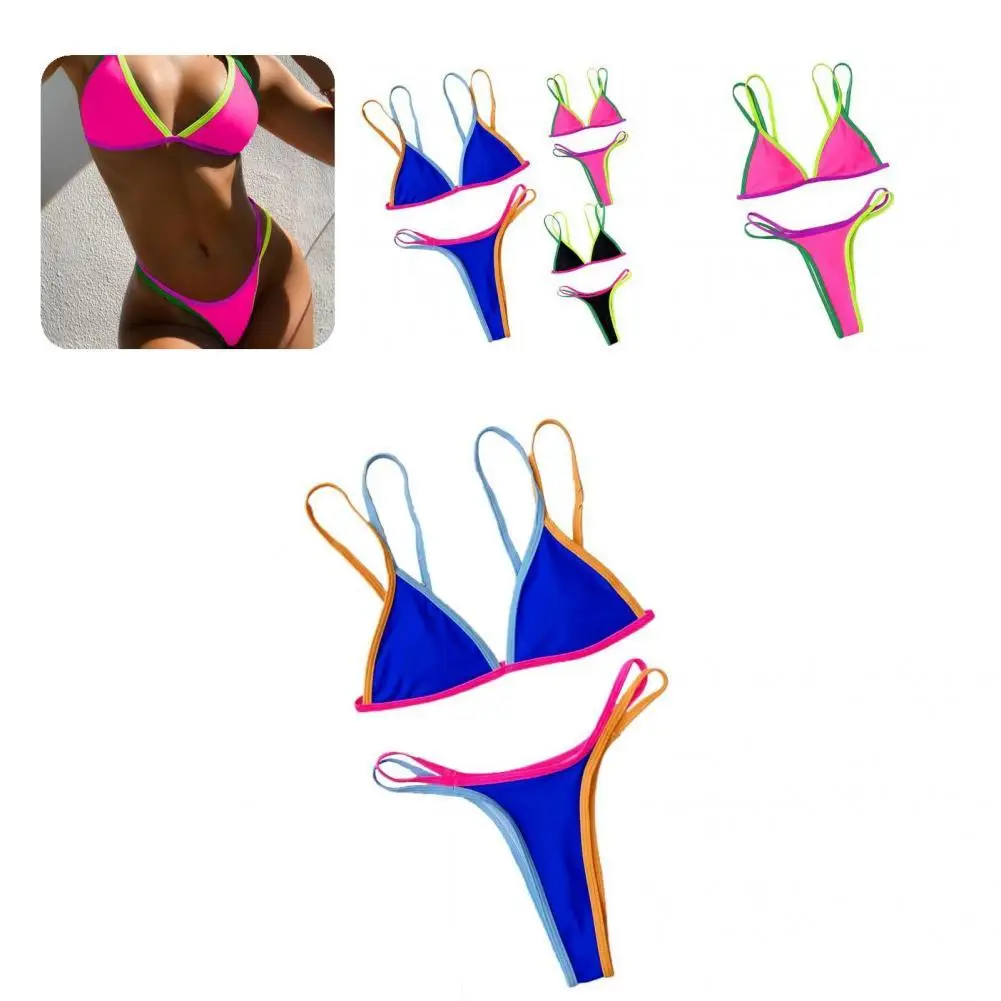 

2 шт./компл. 2 шт./комплект, Быстросохнущий летний женский купальник со шнуровкой, трикотажный купальный костюм, стринги для отпуска