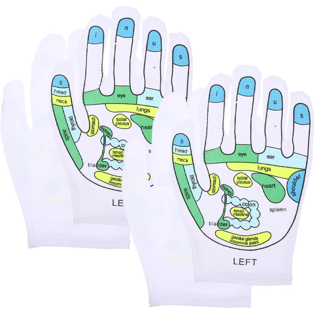 

2 Pairs Gloves Acupressure Printed Hand Gloves Household 18X12CM Acupoint Spandex