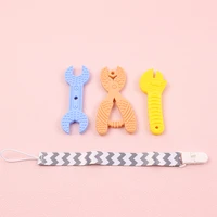 3 pcsset silicone teether natural rubber sensory bpa free diy chew tool safe baby toy funny organic silicone teether set gifts