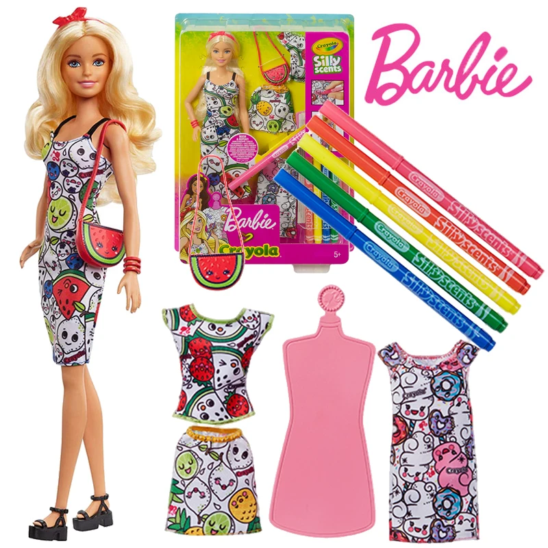 

Barbie GGT44 Original Fashion Dolls Toy Colourful Collection Painting Design DIY Doll Crayola Color Playset Kid Toys Girls Gift