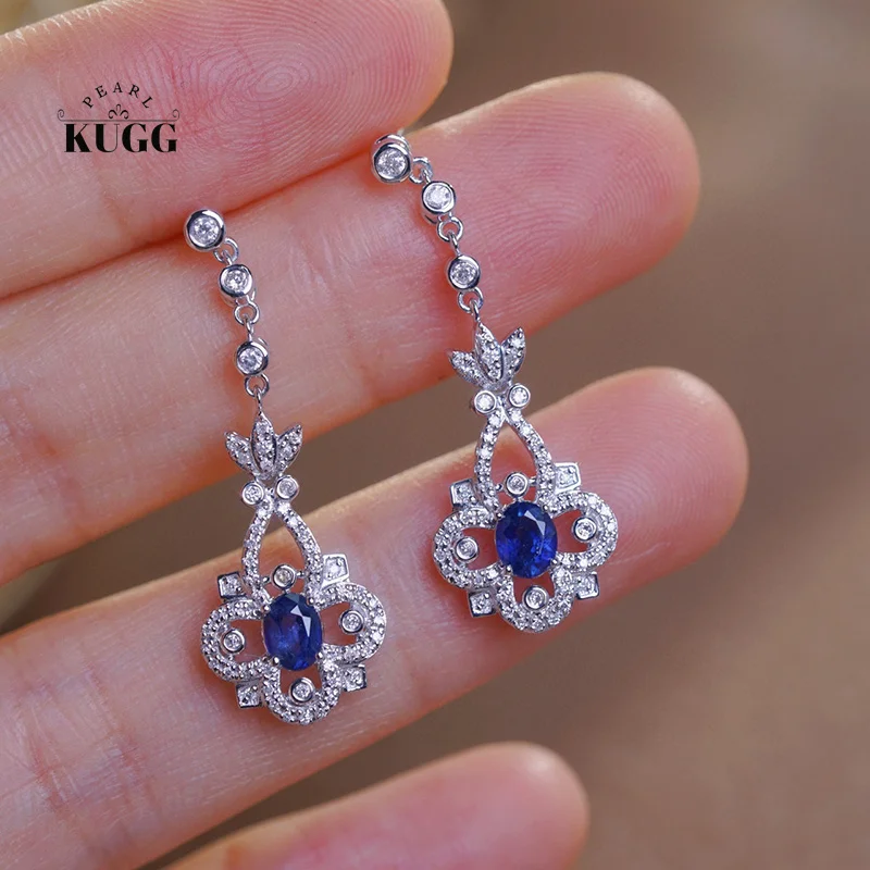 Серьги KUGG из белого золота 18 карат винтажные дизайнерские серьги настоящего