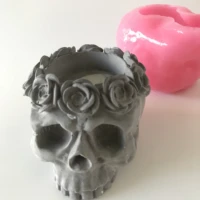 skull candle holder mould diy resin candlestick soap silicone candle making molds