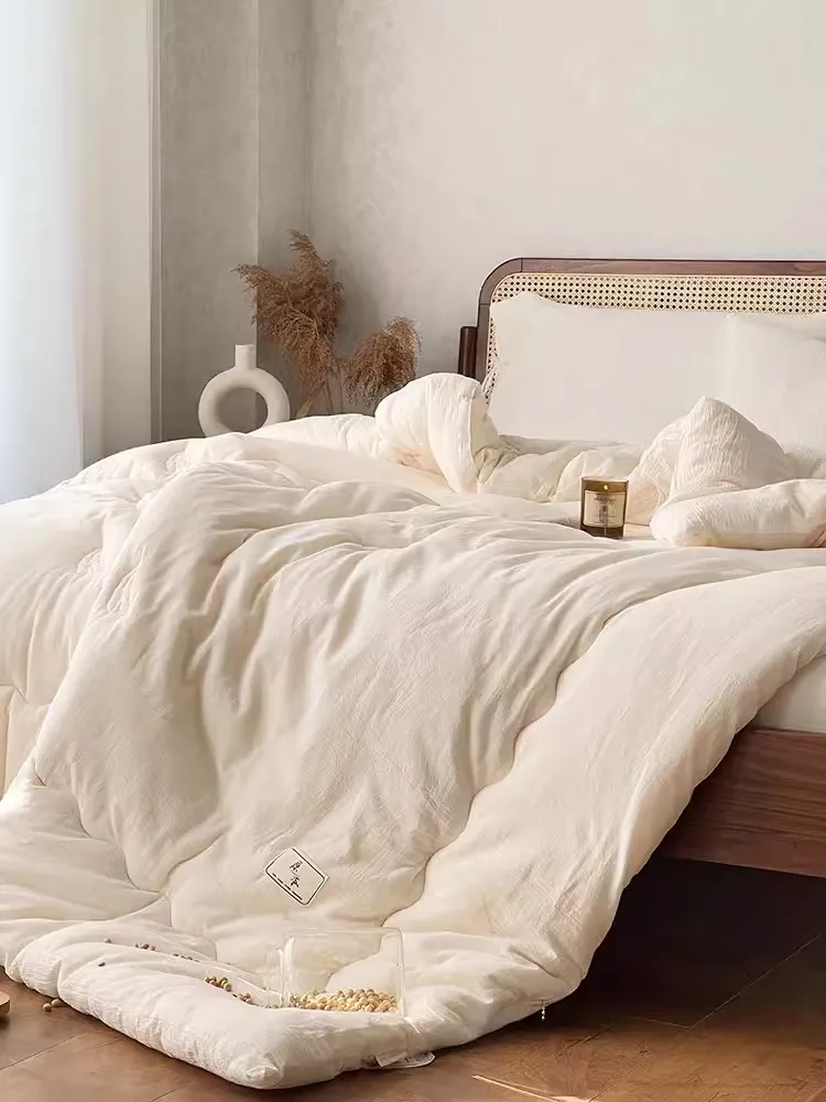 Простой летний прохладный комплект хлопкового одеяла в черно-белую полоску из