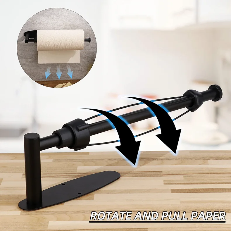 

Black 304Stainless Steel Paper Towel Holder Single Hand Operable Tissue Towel Dispenser with Damping Effect for Kitchen Bathroom