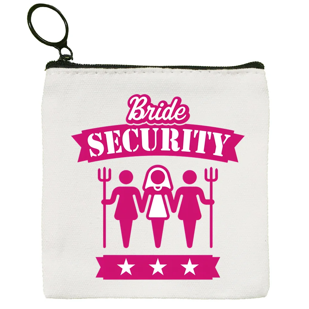 Hen Party Simple Coin Purse Female Student Canvas Security Hen Night Cute Team Bride Key Bag Mini Clutch Small Purse