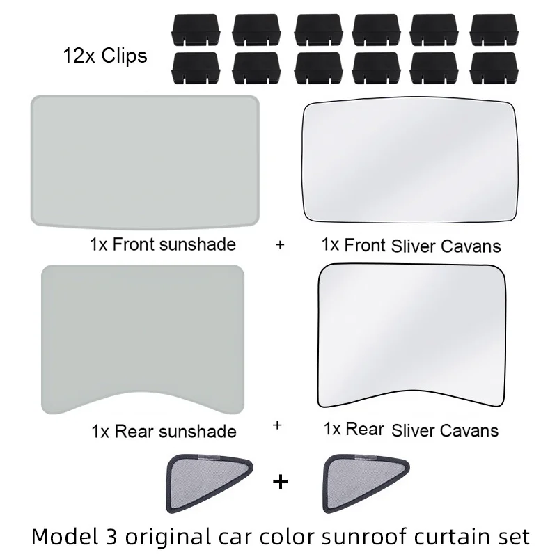 

Model3 Sunroof Skylight Sunshade for Tesla Model 3 Y 2021 Front Rear 3rd Upgrade Sun Shade Windshield Glass Roof Blind Shading