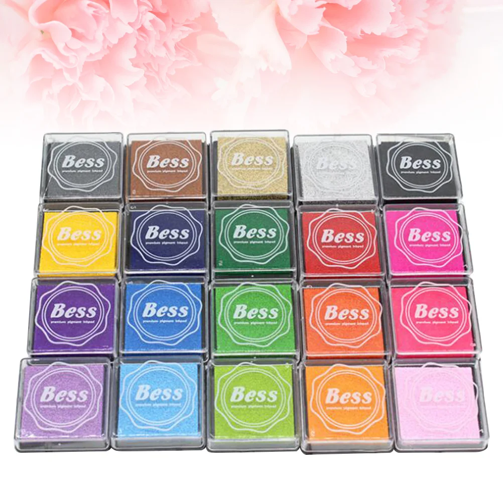 

1 Set 20 Colors Finger Ink Pad DIY Rainbow Ink Pads Craft Stamp Pad for Paper Rubber Stamps Wood Card-making