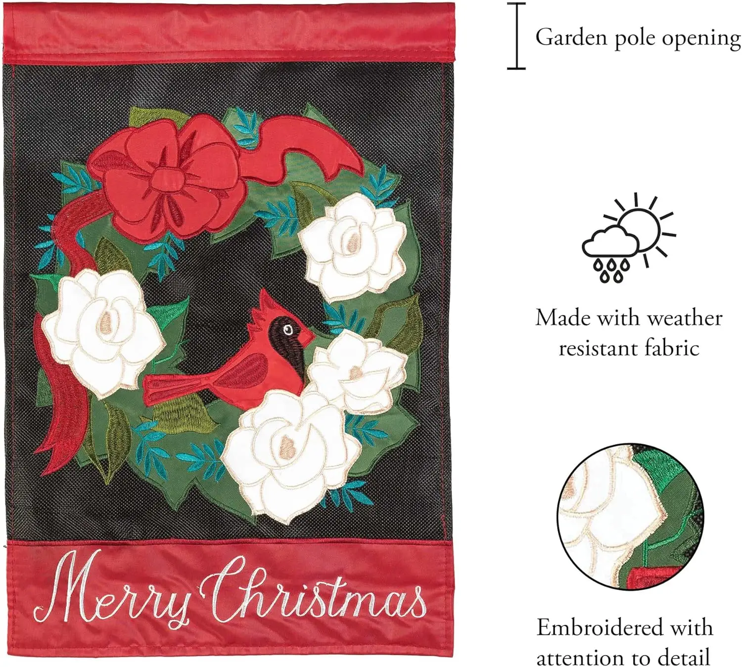 Фото Magnolia Garden Merry Christmas Red Poinsettia 13 x 18 Polyester Outdoor Hanging Garden Flag №2