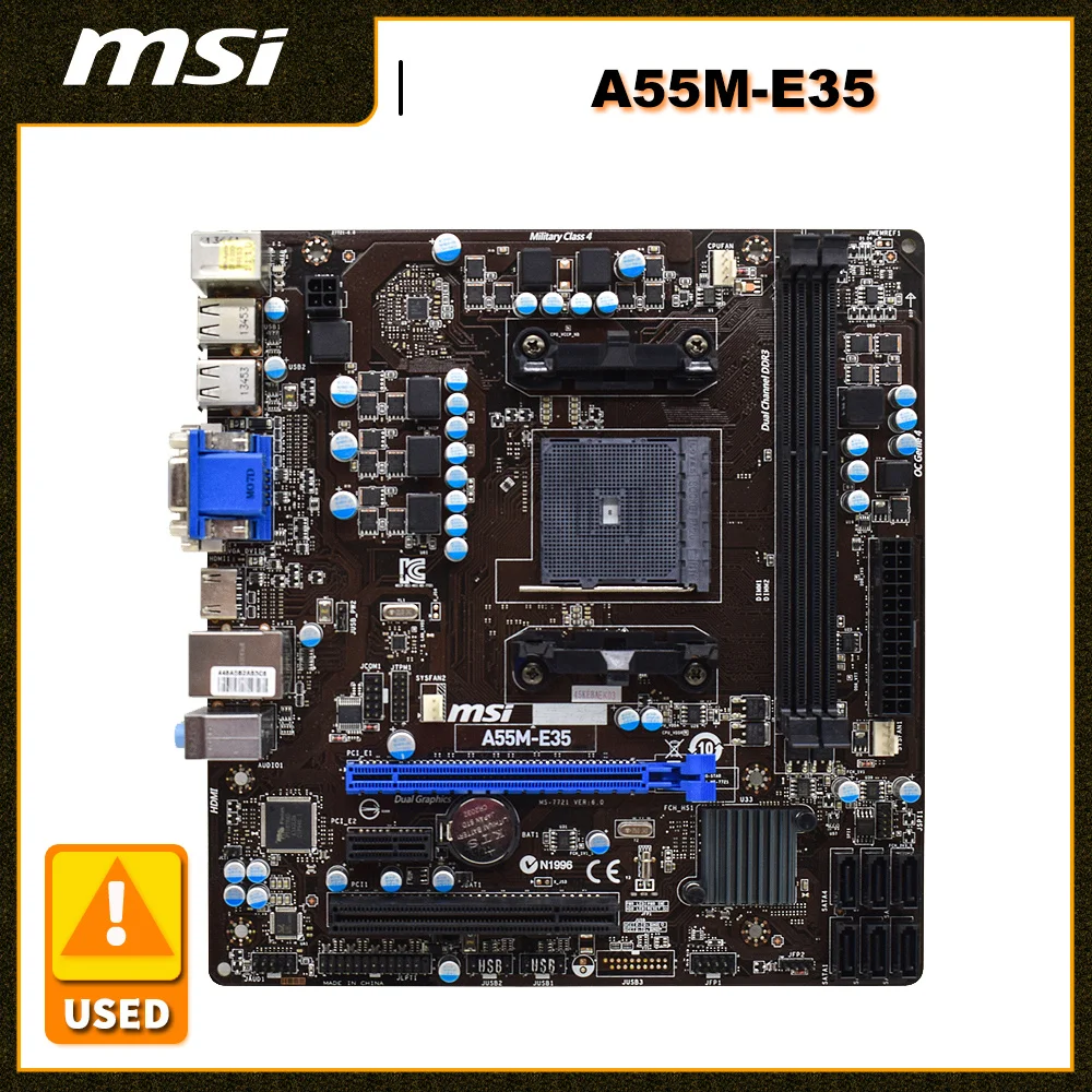 

MSI A55M-E35 Socket FM2/FM2+ Motherboard Support AMD A10/A8/A6/A4 Cpus AMD A55 SATA II DDR3 DDR3 2133（OC）MHz 32GB Micro ATX