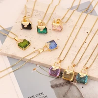 new fashion jewelry personality clavicle chain square bag crystal necklace zircon moon box chain pendant necklace for women