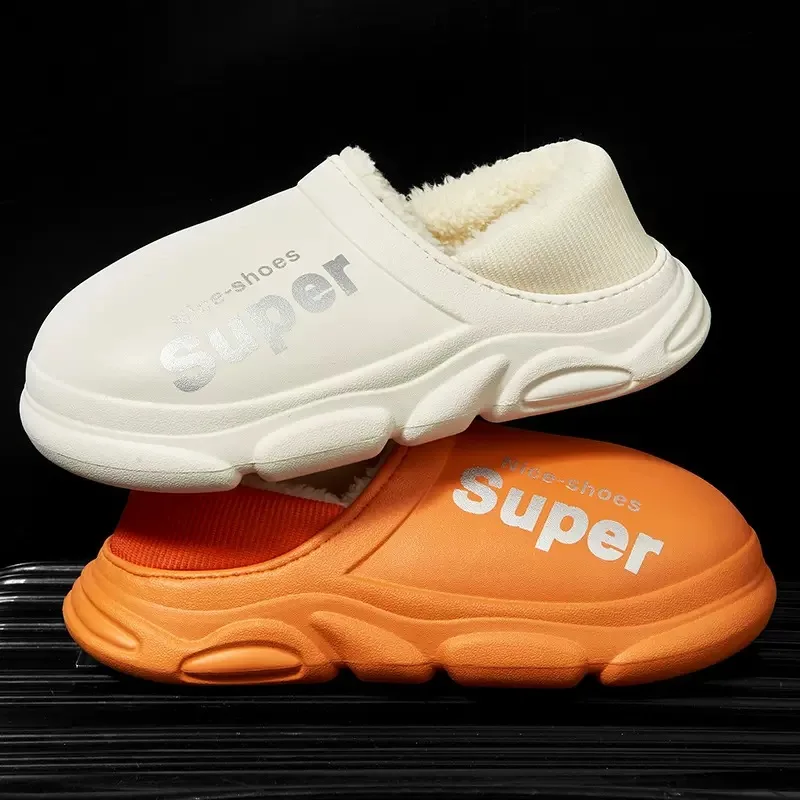 2022 New Winter Slippers Warm Men Shoes Waterproof Women Couples Non-Slip Plush Cotton Indoor Outdoor Kids Home Autumn Children