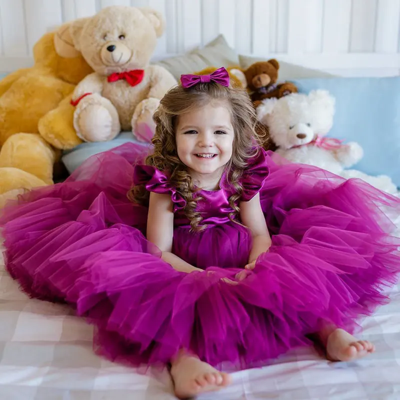 

2022 Pageant Puffy Baptism 1 Year Birthday Dress For Baby Girl Clothing Cake Princess Dresses Lace Party Dress Child Clothes