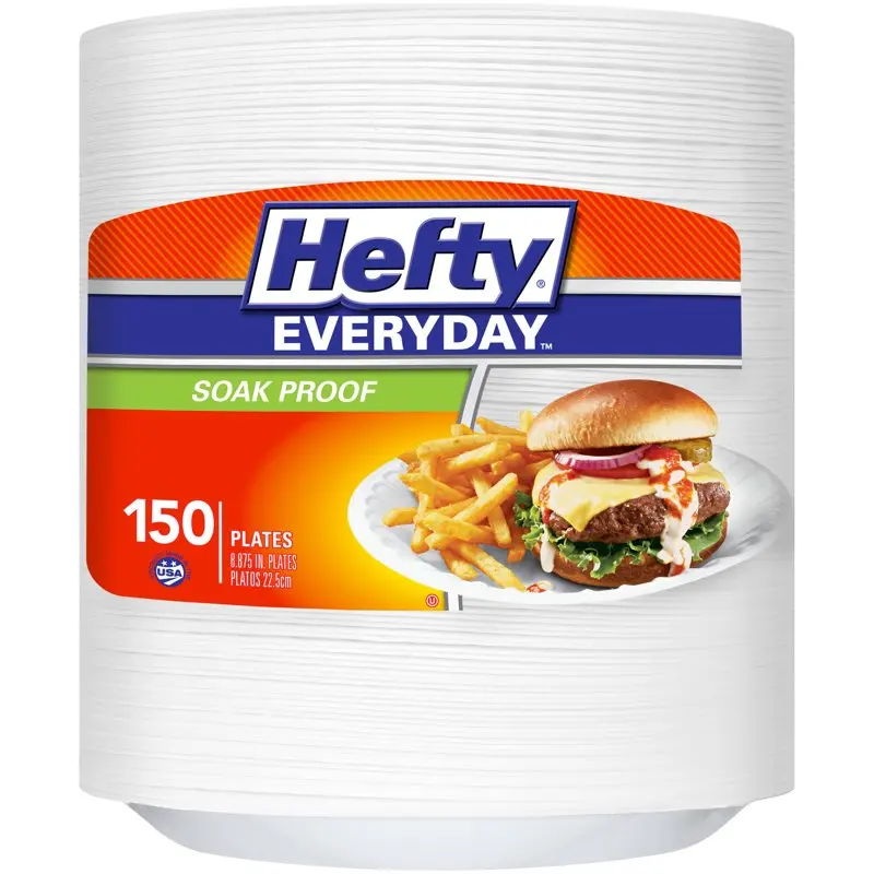 

White Soak-Foam Plates - 9 Inch, Extra-Large, Durable 150-Count for Parties & Gatherings.