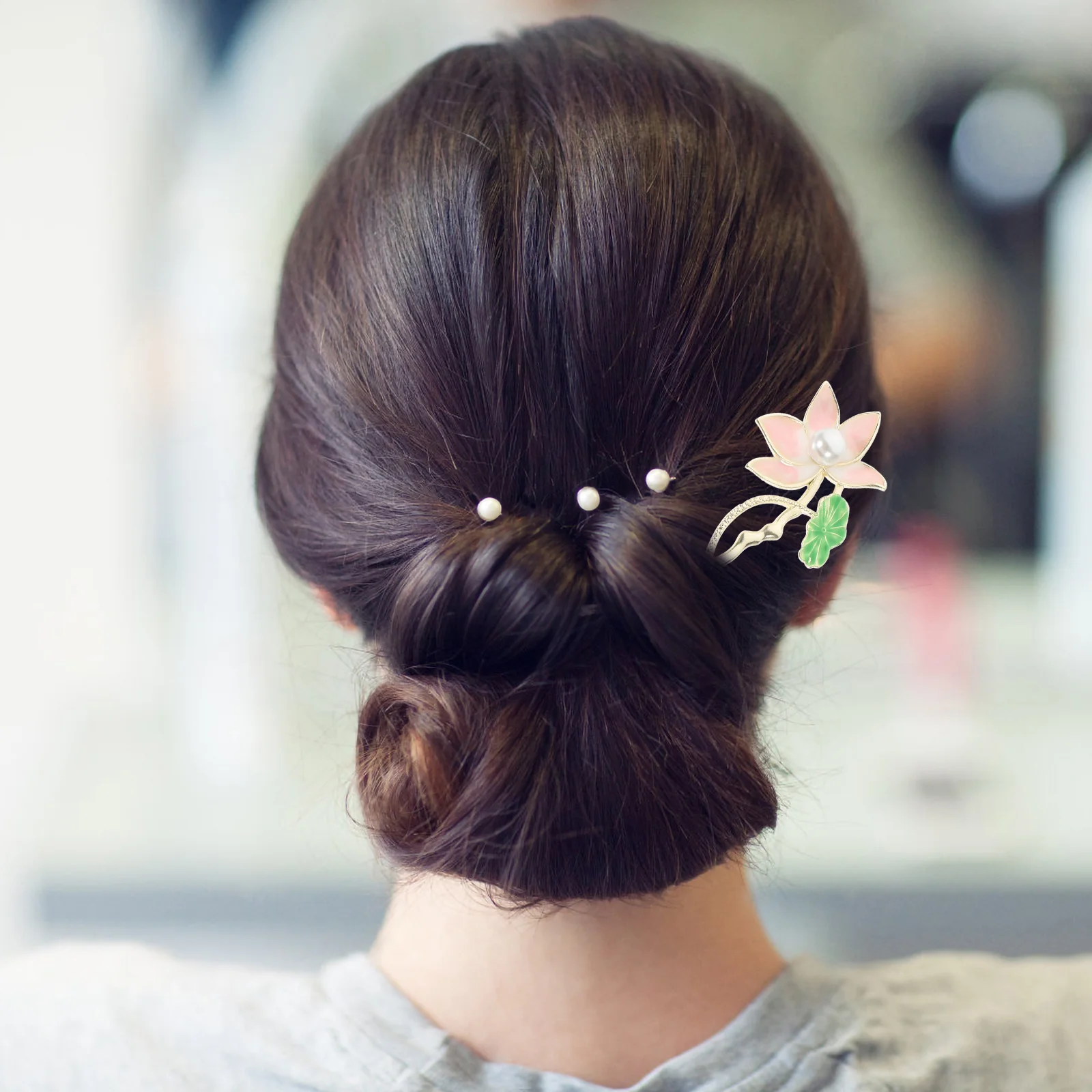 

Lotus Hair Stick Pin Women Sticks Long Buns Floral Japanese Chopsticks Accessories