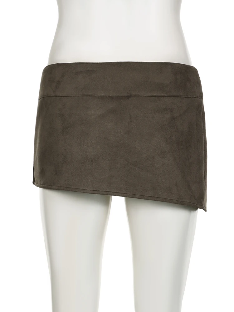 Сексуальная кожаная юбка IAMSURE с большими карманами и заклепками супер мини-юбка