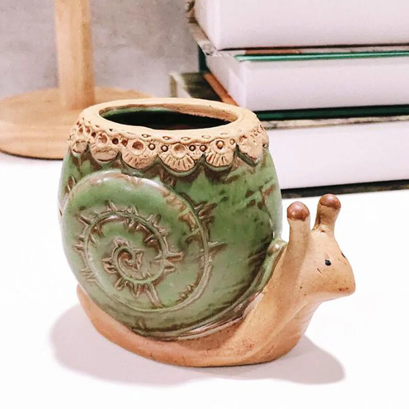 Мультяшный керамический цветочный горшок в виде улитки черепахи животных