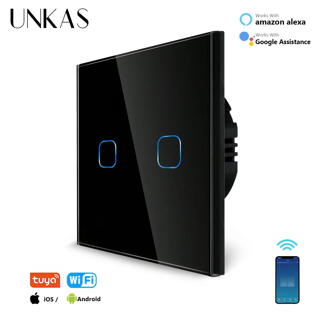 

Умные переключатели UNKAS Wi-Fi 1/2/3 Gang