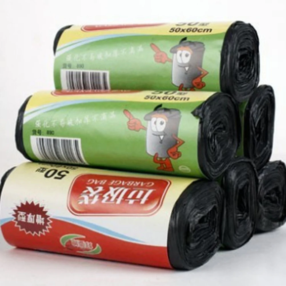 

1Roll/14Pcs Garbage Bags for Bathroom Waste Trash Bags Black Portable Thicken Large Roll Sorting Bin Cleaning Supplies