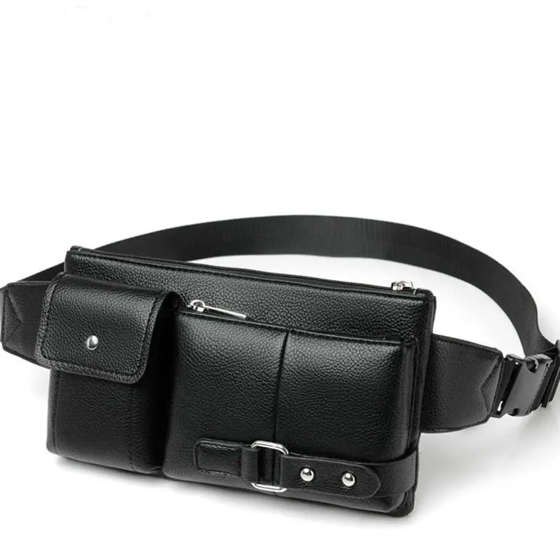 

Men Waist Packs Fanny Bum Bags For Phone Multipurpose Man PU Leather Travel Belt Bag Chest Bag Fashion Crossbody Shoulder Bag
