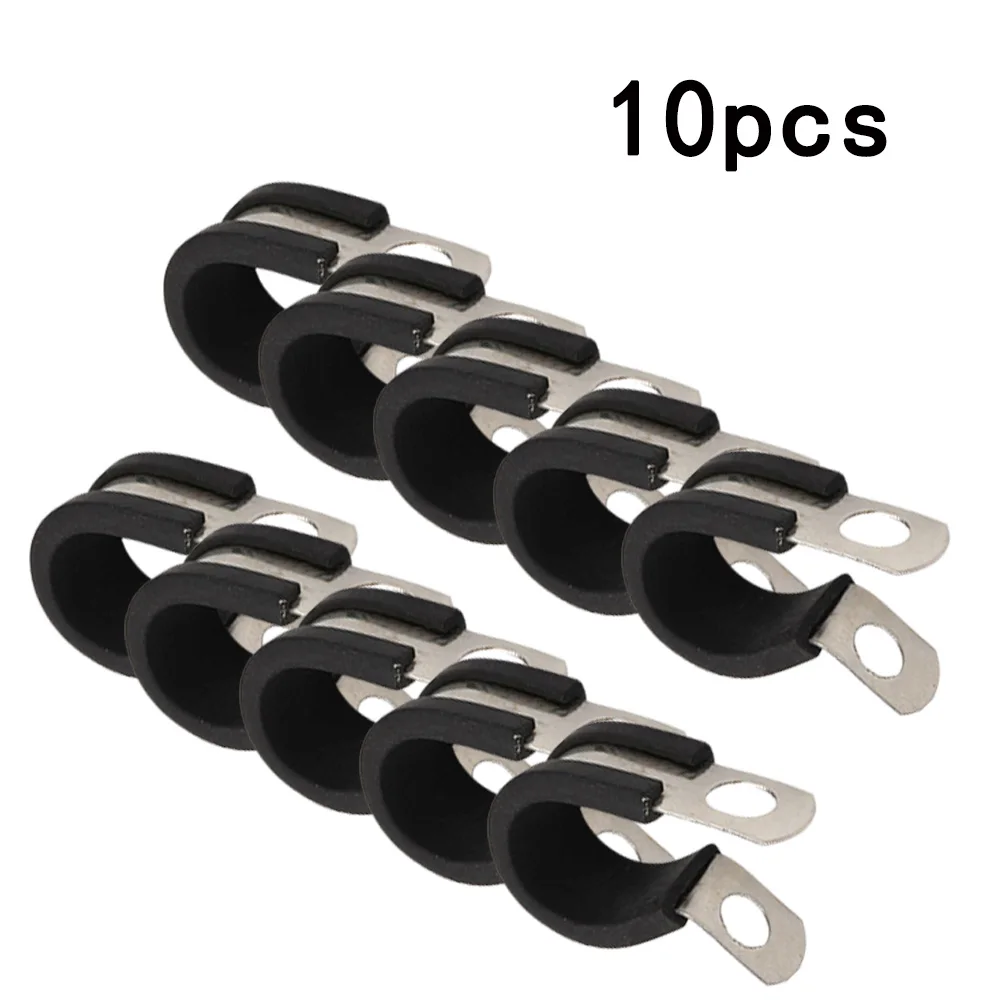 

10Pcs Metal Brake Pipe Clips Rubber Lined P Clips For 3/16'' 4.7mm Lines Auto Fastener Car Clamps Protect From Vibration