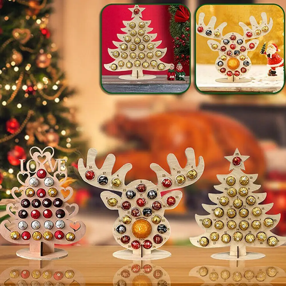 

Новый рождественский деревянный календарь для Адвента держатель для шоколада календарь для обратного отсчета для Деда Мороза календарь для обратного отсчета новый год 2022