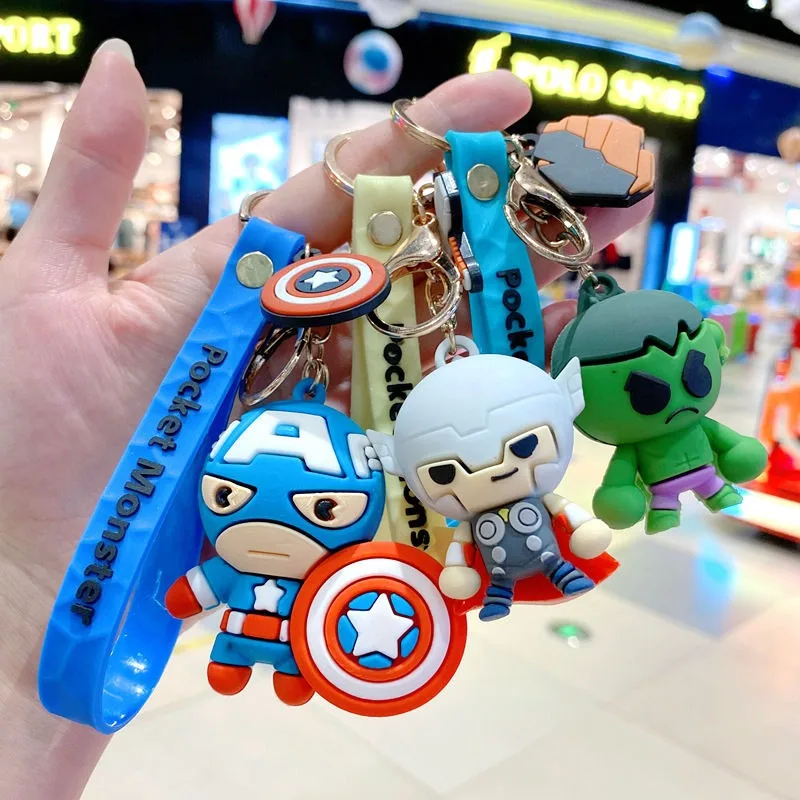 

New Marvel Spider-Man Iron Man Captain America Cool Cartoon Keychain Gift Creative Anime Peripheral Backpack Pendant Wholesale