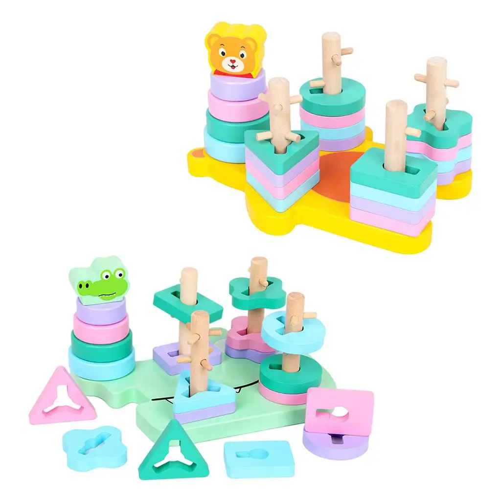 

Baby Wood Building Block Toys Shapes Recognition Children Early Puzzle Toys