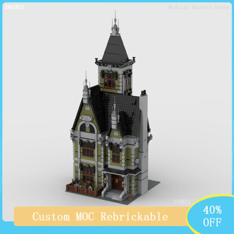 

Модульный сборный конструктор Модель уличного вида MOC дом с привидениями Модель для сборки «сделай сам» Детские сборные игрушки праздничный подарок