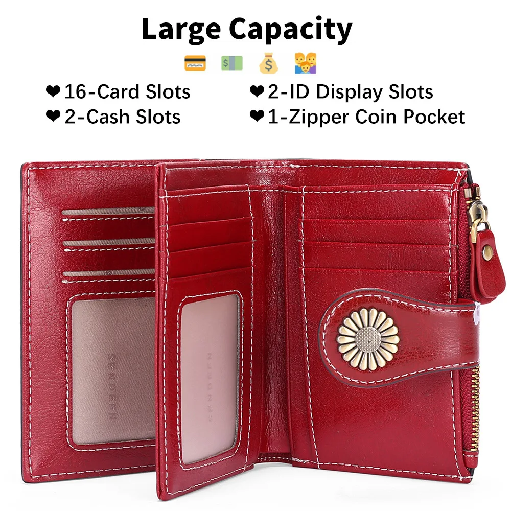 

Dropshipping 2022 new wallet ladies short oil wax coin purse zipper card holder bag wallets women's handbag