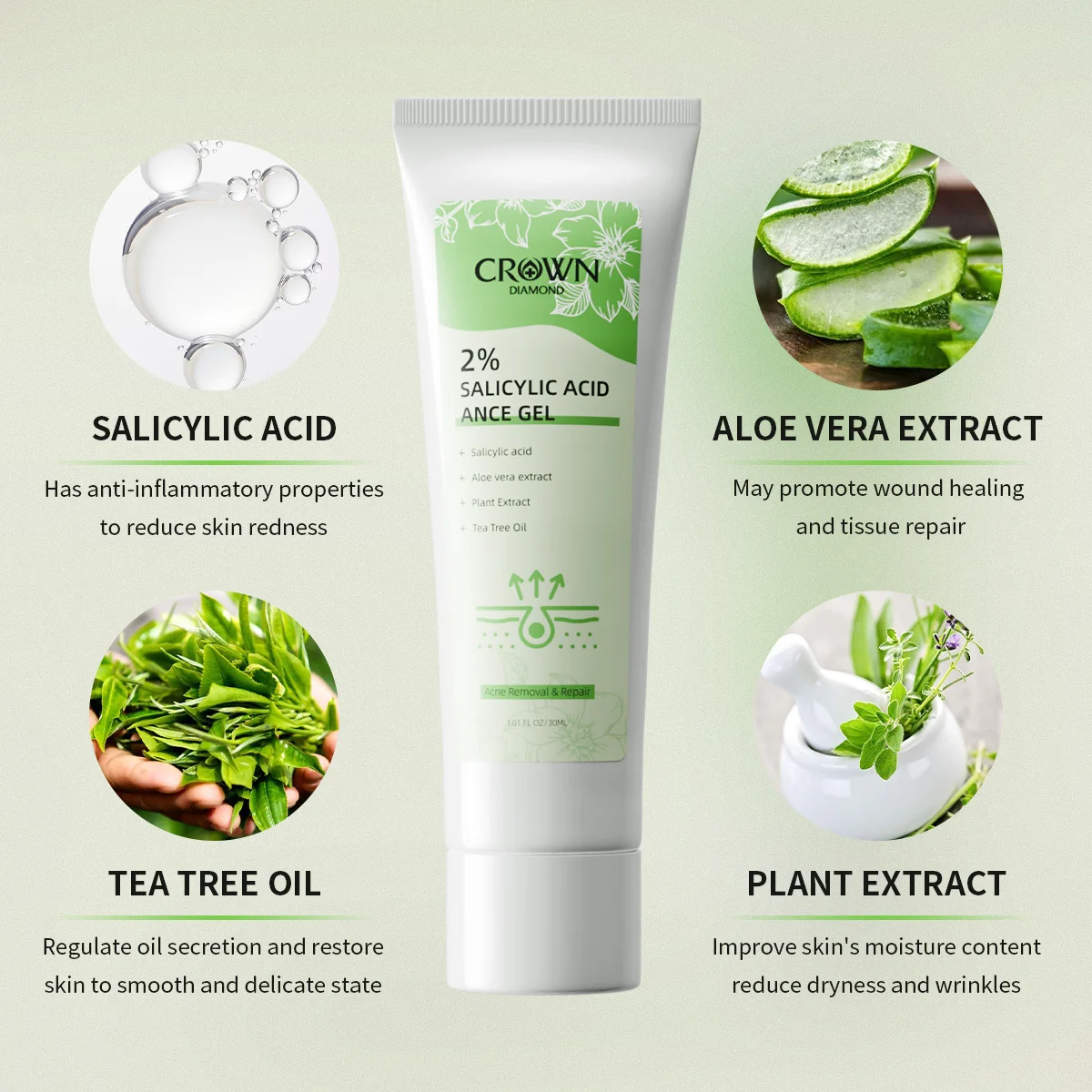 30 мл салициловая кислота гель для лечения прыщей удаления лица глубоких шрамов