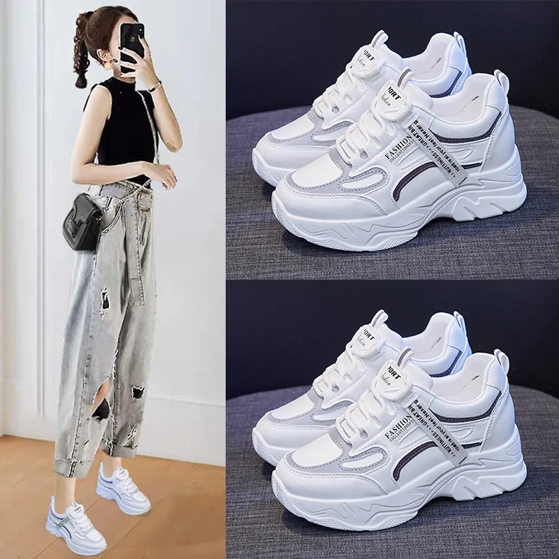 

Inner Heightening Old Shoes Women's 2023 Spring New Fashion Casual Sports Shoes Female Students Flat White Shoes