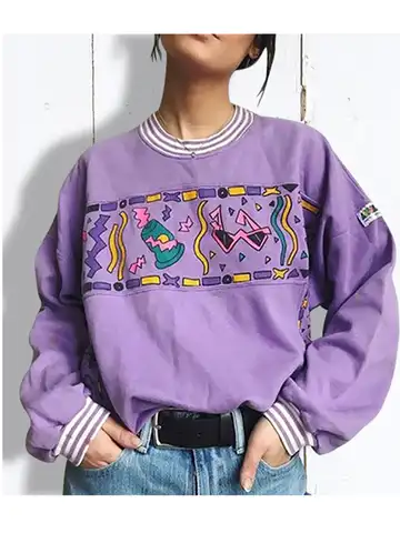 Women Hoodies Purple 2022 Autumn Round Neck Young Girls Female Printed Clothes Loose Cute Women Pullover Sweatershirts