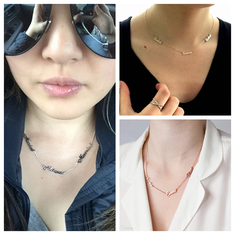 

Customized 1-6 Names Necklace for Women Men Stainless Steel Personalized Trendy Multiple Namplate Pendant Christmas Jewelry Gift